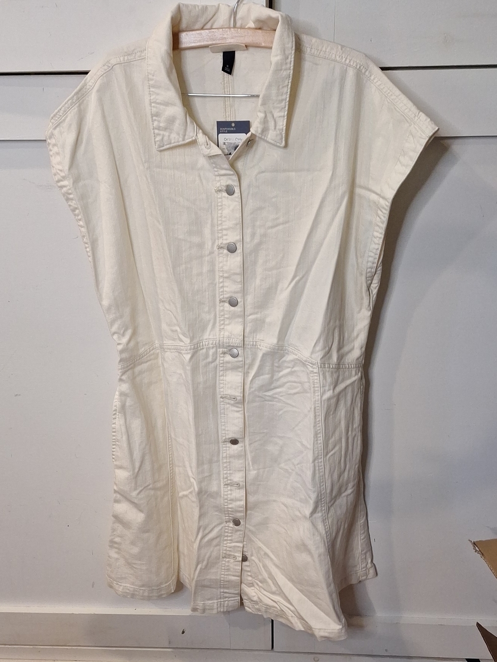 Universal Thread Cream Button-Front Midi Shirt Dress